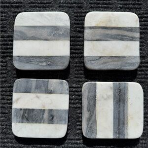 White & Gray Marble Square Coasters - Set of 4